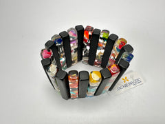 Jackie Brazil "Clarissa" Black & Cascade Thin Rectangles Elasticated Bracelet ( B2335 )