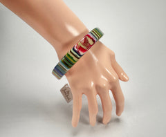 Jackie Brazil "Cat Eye" Liquorice Allsorts with Cat Eye Spring Mix 1.3cm Resin Bangle ( B1034 )