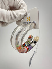 Jackie Brazil "Circus" Cascade Hoop On Pin Resin Earrings ( E0020 )