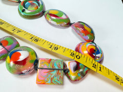 Jackie Brazil "Indiana" Kandinsky Multi-Bead Long Resin 110cm Necklace ( N0038 )