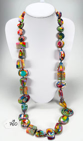 Jackie Brazil "Indiana" Kandinsky Multi-Bead Long Resin 110cm Necklace ( N0038 )