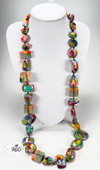 Jackie Brazil "Indiana" Kandinsky Multi-Bead Long Resin 110cm Necklace ( N0038 )