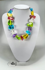 Jackie Brazil "Diamonds" Transparent Paris Mix Flintstone Bone 55cm Necklace ( N0061 )