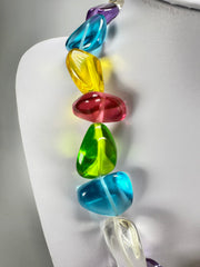 Jackie Brazil "Diamonds" Transparent Paris Mix Flintstone Bone 55cm Necklace ( N0061 )