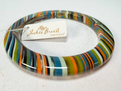 Jackie Brazil "Olympic Circles" Liquorice Allsorts Winter Colour 0.5cm Resin Bangle ( B2336 )