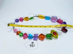 Jackie Brazil "Indiana" Transparent Carnaval Mix Multi-Bead Medium Resin 70cm Necklace ( N0033 )