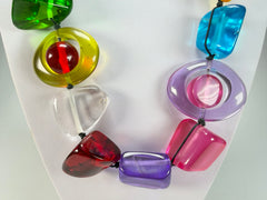 Jackie Brazil "Indiana" Transparent Carnaval Mix Multi-Bead Medium Resin 70cm Necklace ( N0033 )