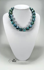 Jackie Brazil "Cat Eyes" Blue Mix Liquorice Balls Resin Necklace 50cm ( N0894 )