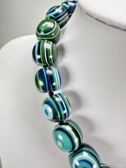 Jackie Brazil "Cat Eyes" Blue Mix Liquorice Balls Resin Necklace 50cm ( N0894 )