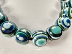 Jackie Brazil "Cat Eyes" Blue Mix Liquorice Balls Resin Necklace 50cm ( N0894 )