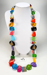 Jackie Brazil "Indiana" Mix Colours Multi-Bead Long Resin 110cm Necklace ( N0038 )
