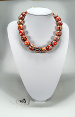 Jackie Brazil "Cat Eyes" Orange Mix Liquorice Balls Resin Necklace 50cm ( N0894 )