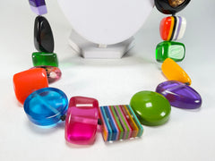 Jackie Brazil "Indiana" Mix Colours Multi-Bead Long Resin 110cm Necklace ( N0038 )