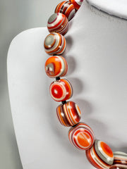 Jackie Brazil "Cat Eyes" Orange Mix Liquorice Balls Resin Necklace 50cm ( N0894 )