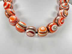 Jackie Brazil "Cat Eyes" Orange Mix Liquorice Balls Resin Necklace 50cm ( N0894 )