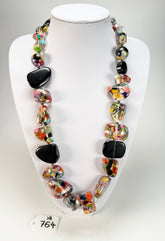 Jackie Brazil "Indiana" Black & Cascade Multi-Bead Medium Resin 70cm Necklace ( N0033 )