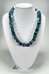 Jackie Brazil "POP" Liquorice Blue Mix Small Cubes 65cm Necklace ( N0046 )