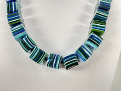Jackie Brazil "POP" Liquorice Blue Mix Small Cubes 65cm Necklace ( N0046 )