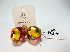 Jackie Brazil "Moda" Cascade Abstract Clip On Resin Earrings ( E2962 )