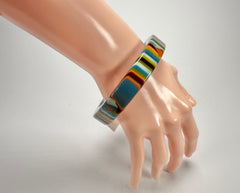 Jackie Brazil "Cat Eye" Liquorice Allsorts with Cat Eye Winter Colour 1.3cm Resin Bangle ( B1034 )