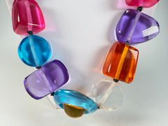 Jackie Brazil "Indiana" Transparent Carnaval Mix Multi-Bead Medium Resin 70cm Necklace ( N0033 )