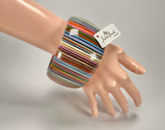 Jackie Brazil "Tiger" Liquorice Allsorts with Cat Eye Spring Colour 5cm Resin Bangle ( B0932 )