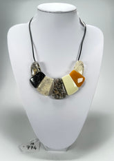 Jackie Brazil "Bella" Seasons Mix 7 Piece on Leather Cord Choker Necklace ( N0035 )