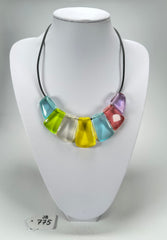 Jackie Brazil "Bella" Transparent Paris Mix 7 Piece on Leather Cord Choker Necklace ( N0035 )