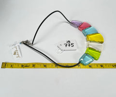 Jackie Brazil "Bella" Transparent Paris Mix 7 Piece on Leather Cord Choker Necklace ( N0035 )