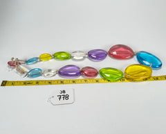 Jackie Brazil "Transparent" Paris Mix Long Flat Riverstones 65cm Necklace ( N3700 )