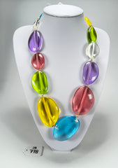 Jackie Brazil "Transparent" Paris Mix Long Flat Riverstones 65cm Necklace ( N3700 )