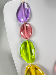 Jackie Brazil "Transparent" Paris Mix Long Flat Riverstones 65cm Necklace ( N3700 )