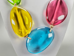 Jackie Brazil "Transparent" Paris Mix Long Flat Riverstones 65cm Necklace ( N3700 )