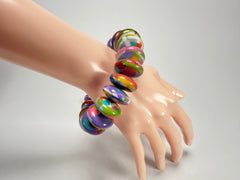 Jackie Brazil "Ana" Kandinsky Elasticated Wheels Resin Bracelet ( B0910 )