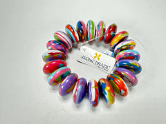 Jackie Brazil "Ana" Kandinsky Elasticated Wheels Resin Bracelet ( B0910 )