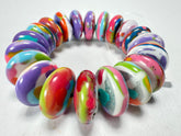Jackie Brazil "Ana" Kandinsky Elasticated Wheels Resin Bracelet ( B0910 )