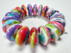 Jackie Brazil "Ana" Kandinsky Elasticated Wheels Resin Bracelet ( B0910 )