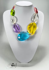 Jackie Brazil "Transparent" Paris Mix Short Flat Riverstones 50cm Necklace ( N3616 )