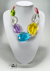 Jackie Brazil "Transparent" Paris Mix Short Flat Riverstones 50cm Necklace ( N3616 )