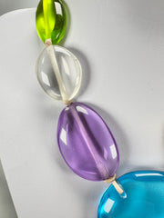 Jackie Brazil "Transparent" Paris Mix Short Flat Riverstones 50cm Necklace ( N3616 )