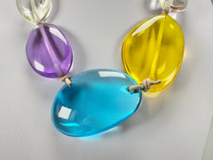 Jackie Brazil "Transparent" Paris Mix Short Flat Riverstones 50cm Necklace ( N3616 )