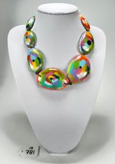 Jackie Brazil "Kandinsky" Short Flat Riverstones 50cm Necklace ( N3616 )