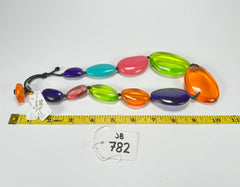 Jackie Brazil "Transparent" Summer Mix Short Flat Riverstones 50cm Necklace ( N3616 )