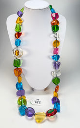 Jackie Brazil "Indiana" Transparent Carnaval Mix Multi-Bead Long Resin 110cm Necklace ( N0038 )