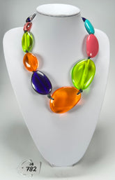 Jackie Brazil "Transparent" Summer Mix Short Flat Riverstones 50cm Necklace ( N3616 )