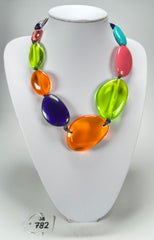 Jackie Brazil "Transparent" Summer Mix Short Flat Riverstones 50cm Necklace ( N3616 )