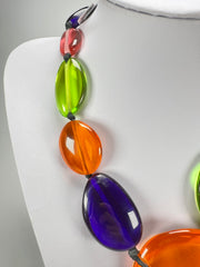 Jackie Brazil "Transparent" Summer Mix Short Flat Riverstones 50cm Necklace ( N3616 )