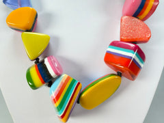 Jackie Brazil "Natural" Pop Art Large Stones 55cm Resin Necklace ( N0378 )