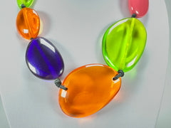 Jackie Brazil "Transparent" Summer Mix Short Flat Riverstones 50cm Necklace ( N3616 )