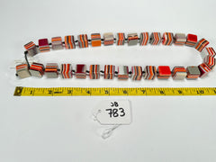 Jackie Brazil "POP" Liquorice Orange Mix Small Cubes 65cm Necklace ( N0046 )